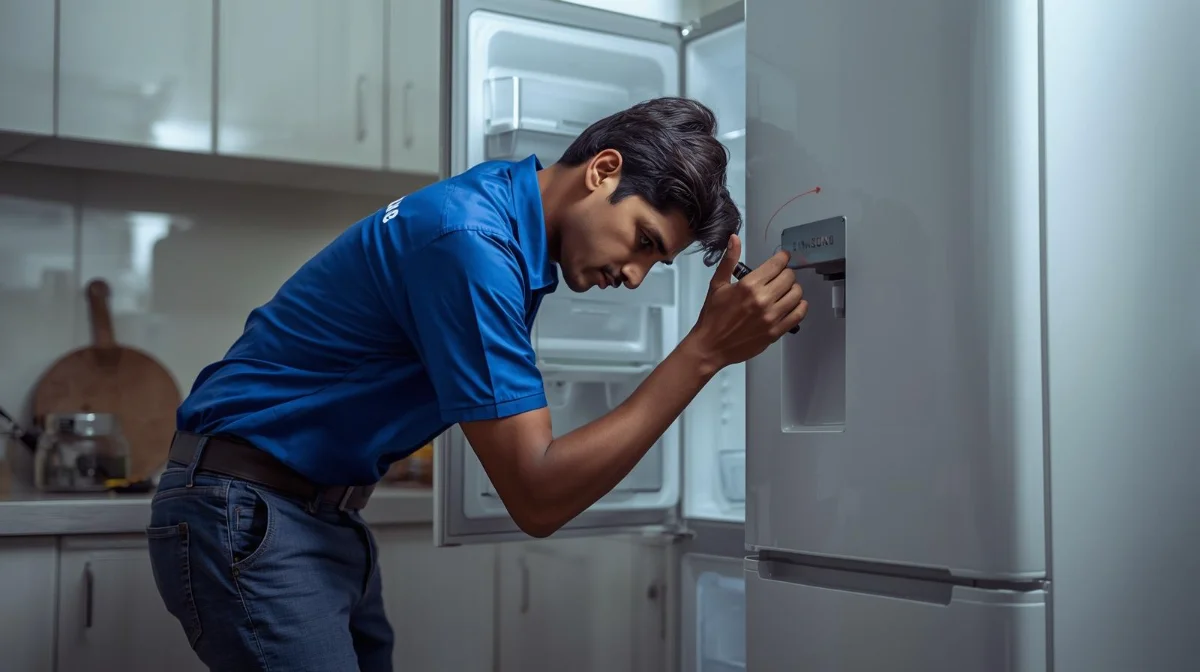 Bismillah Refrigerator and Electric technician repairing a fridge in Dhaka
