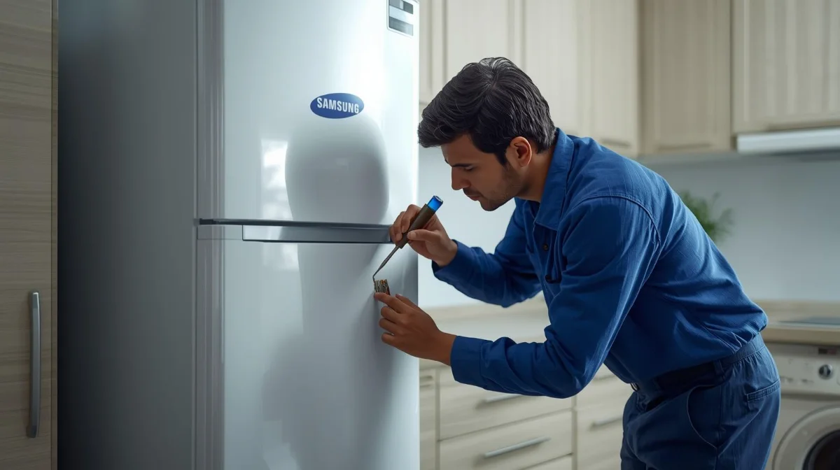 Fridge servicing technician at work in Dhaka — Bismillah Refrigerator and Electric Ltd.